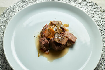 Bourguignon beef dish. Typical French food recipe