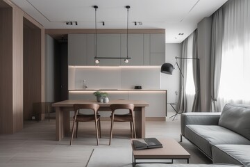 interior of a kitchen, Minimalist and Sleek Backgrounds: Embrace Simplicity with Clean and Uncluttered Aesthetics, Generative AI