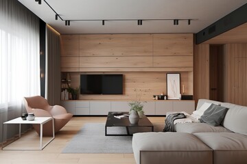 modern living room, Minimalist and Sleek Backgrounds: Embrace Simplicity with Clean and Uncluttered Aesthetics, Generative AI