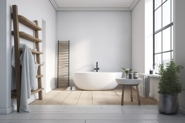 Obraz na płótnie Canvas Minimalist and Sleek Backgrounds: Embrace Simplicity with Clean and Uncluttered Aesthetics, modern bathroom with tiles, Generative AI