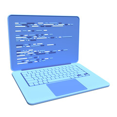 Fototapeta na wymiar 3d laptop and program code development. Web coding concept. Coding screen 3d rendering. 3d rendering of laptop. 3d render illustration