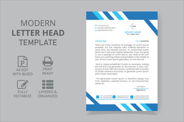 A4 Corporate Letterhead Vector Design Template and Modern simple business letterhead template design