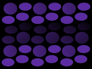 Patrón de figuras de círculos de color violeta oscuros y claros en un fondo negro.