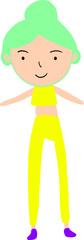 Hyperbolic woman with a green big head