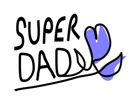 Ilustración para ser utilizada el día de la padre, con la palabra súper papá  en un fondo blanco.