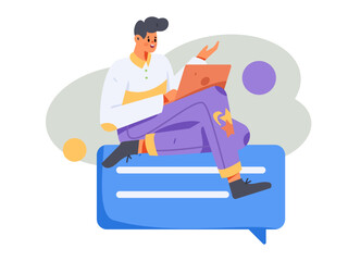 Communicate with consultants flat vector character concept operation hand drawn illustration
