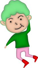 3D Hyperbolic person with a green big head