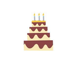 birthday cake and party Cream cake topped with chocolate on a white background.