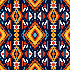 Ikat geometric folklore tribal ethnic ornament vector texture. Seamless striped Aztec style pattern.