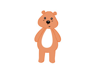 cute brown bear cartoon on white background.