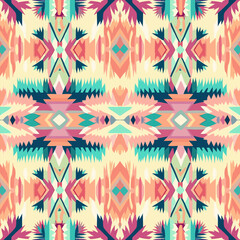 Ikat geometric folklore tribal ethnic ornament vector texture. Seamless striped Aztec style pattern.