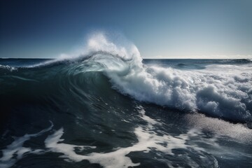 Naklejka premium liquid blue water crash ocean wave cool sea surfing nature. Generative AI.