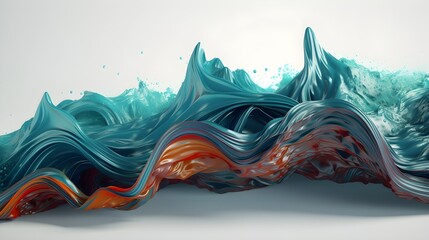 Fluid paint fusion, energetic colorful waves