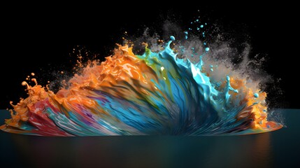 Harmonious color whirls, paint wave background