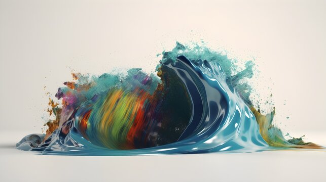 Whirling color symphony, abstract paint wave background