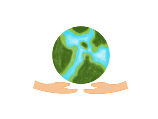 hands holding the world with love.