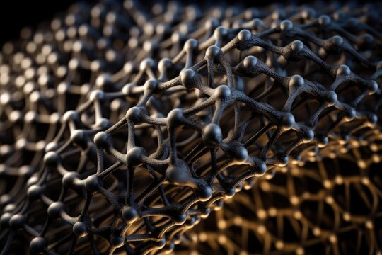 close-up of carbon nanotubes, with their incredible strength and flexibility on display, created with generative ai