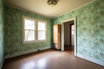 a room with a fresh coat of paint and new wallpaper, ready for its next occupant, created with generative ai