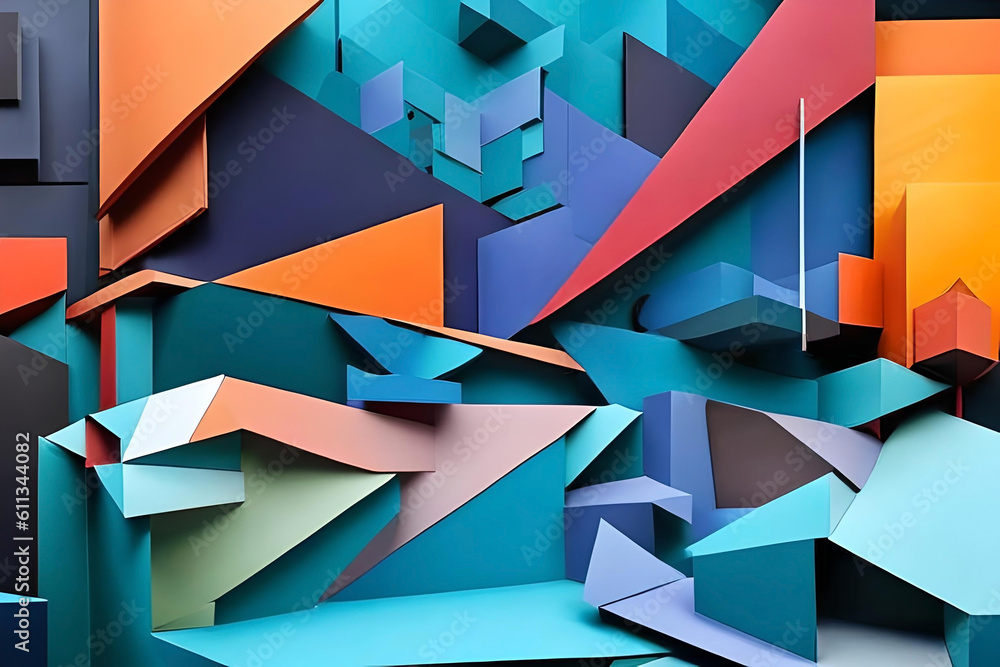 Poster abstract background composed of interlocking geometric shapes