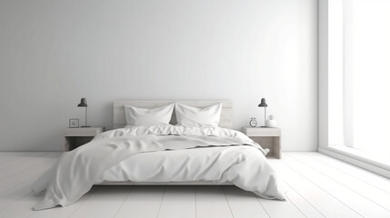 white, minimalistic, Scandinavian, bedroom, interior design, clean, simplicity, elegance, functionality, modern, Nordic, serene, spacious, organized, minimalist aesthetic, Scandinavian style, sleek, m