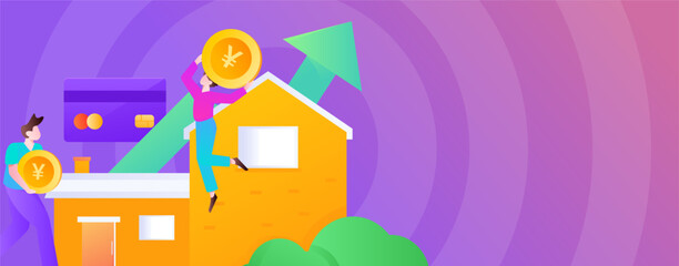 Home loan flat vector concept operation illustration
