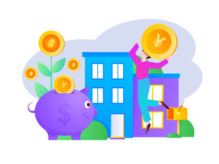 Fototapeta premium Home loan flat vector concept operation illustration 