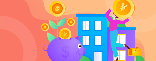 Home loan flat vector concept operation illustration
