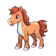 Enchanting Horse: Endearing 2D Illustration of a Charming Galloping Friend