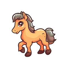 Enchanting Horse: Endearing 2D Illustration of a Charming Galloping Friend