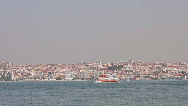 Lisbon, Portugal 05-10-2022 - Big touristic ferry