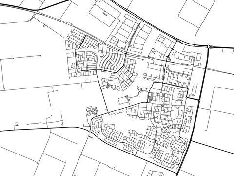 Vector road map of the city of  Dronten in the Netherlands on a white background.