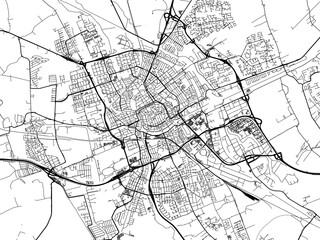 Vector road map of the city of  Groningen in the Netherlands on a white background.