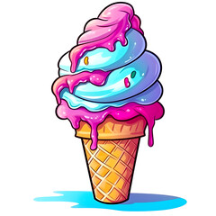 Cartoon ice cream sublimation clipart, created with Generative AI technology