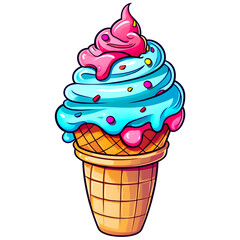 Cartoon ice cream sublimation clipart, created with Generative AI technology