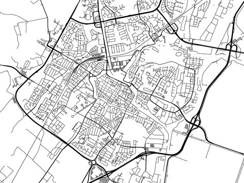 Vector road map of the city of  Alkmaar in the Netherlands on a white background.