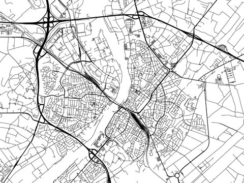 Vector road map of the city of  Venlo in the Netherlands on a white background.