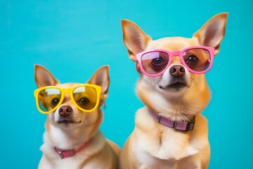 Colorful Sunglasses Adorned by Chihuahuas, Generated Ai