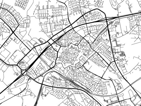 Vector road map of the city of  Zwolle in the Netherlands on a white background.