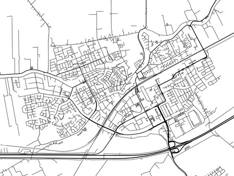 Vector road map of the city of  Woerden in the Netherlands on a white background.