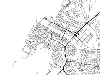 Vector road map of the city of  Katwijk in the Netherlands on a white background.