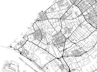 Vector road map of the city of  Westland in the Netherlands on a white background.
