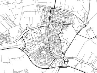 Vector road map of the city of  Alphen aan de Rijn in the Netherlands on a white background.
