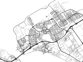 Vector road map of the city of  Almere in the Netherlands on a white background.