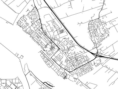 Vector road map of the city of  Maassluis in the Netherlands on a white background.