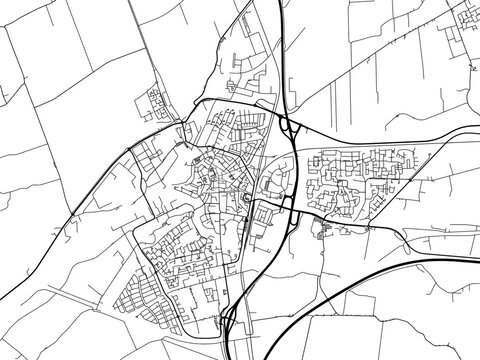 Vector road map of the city of  Meppel in the Netherlands on a white background.