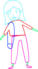 Abstract doodle hyperbolic person with a big head