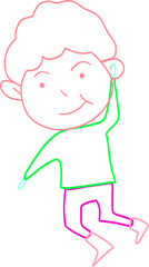 Abstract doodle hyperbolic person with a big head