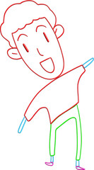 Abstract doodle hyperbolic person with a big head