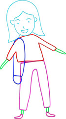 Abstract doodle hyperbolic person with a big head