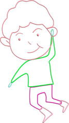 Abstract doodle hyperbolic person with a big head